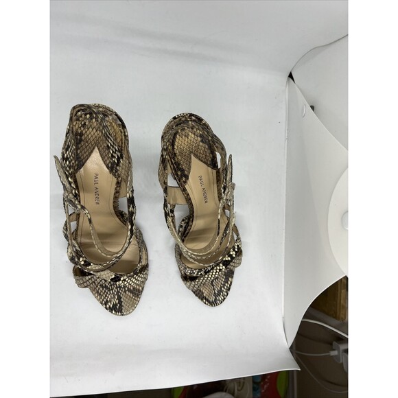 PAUL ANDREW Snakeskin Slingback Block Heel Strapped Heels 41 Handmade Italy 9.5 - Picture 4 of 16